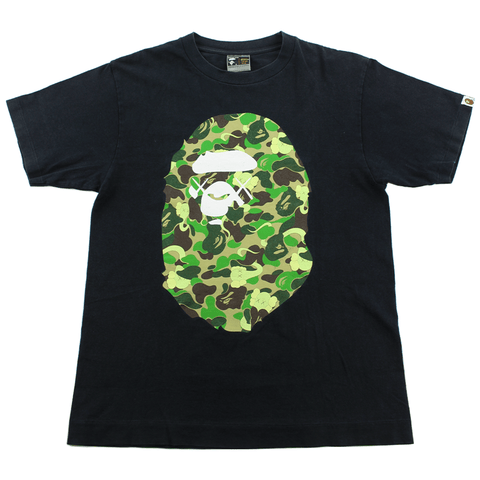 Bape x Kaws ABC Green Camo Big Ape Logo Tee Black