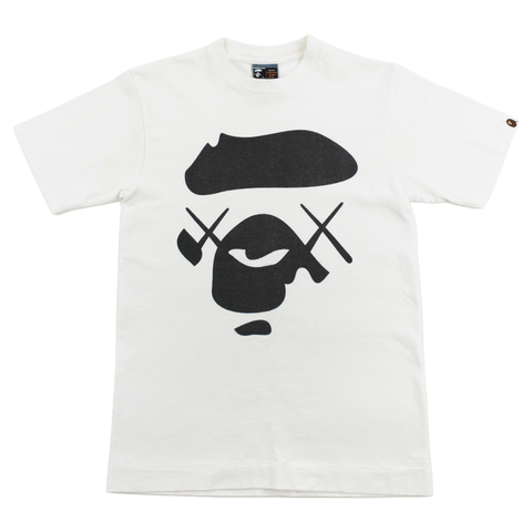 Bape x Kaws Ape Face Logo Black Tee White