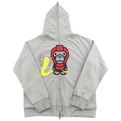 Sweat à capuche zippé Bape x Kaws Milo General, gris