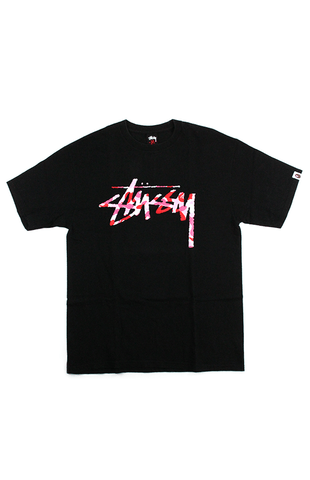 Bape x Stussy ABC Pink Camo 30th Anni Tee Black