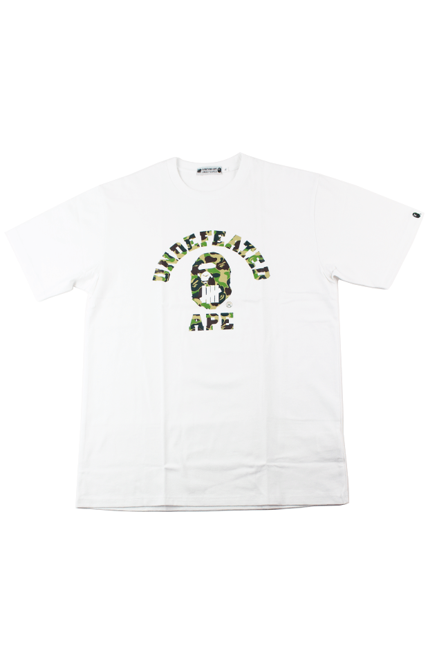 Bape x UNDFTD ABC Green Camo College Logo Tee White - SaruGeneral