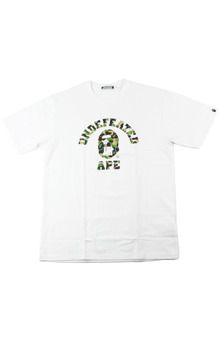 Bape x UNDFTD ABC Green Camo College Logo Tee White