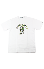 Bape x UNDFTD ABC Green Camo College Logo Tee White