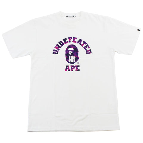 Bape x UNDFTD Purple Camo College Logo Tee White