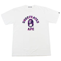 Bape x UNDFTD Purple Camo College Logo Tee White