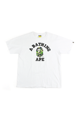 Bape 1st ABC green Camo college logo Tee White