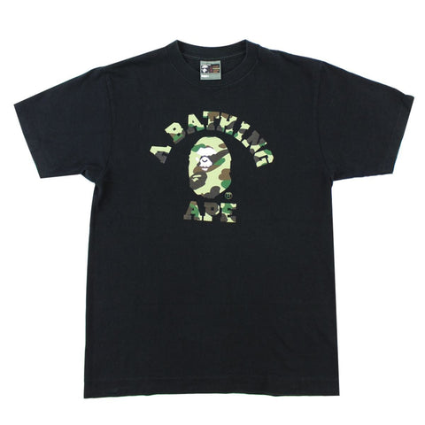 T-shirt Bape 1st Green Camo Angry Face College avec logo noir