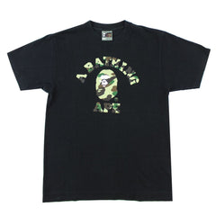 T-shirt Bape 1st Green Camo Angry Face College avec logo noir