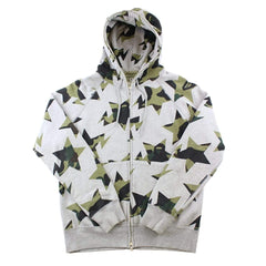 Sweat à capuche Bape 1st Green Camo Bapesta Allover Print Gris