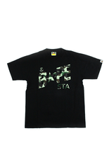 Bape 1st Green Camo Bapesta Logo Tee Black