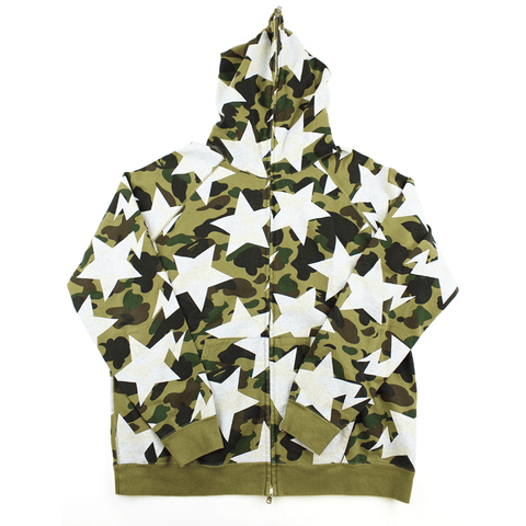 Bape 1st Green Camo Bapesta Print Full Zip