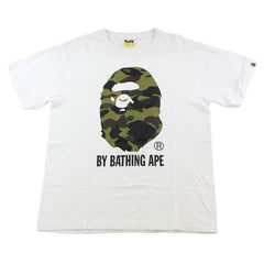 Bape 1st Green Camo Big Ape Tee White