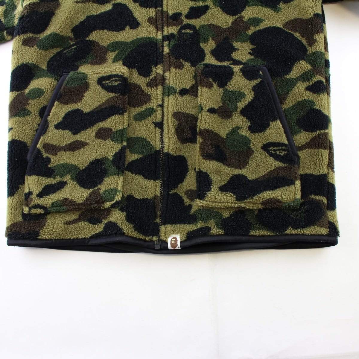 Bape 1st Green Camo Boa Fleece Reversible Jacket - SaruGeneral