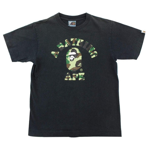 T-shirt Bape 1st Green Camo College Logo Noir
