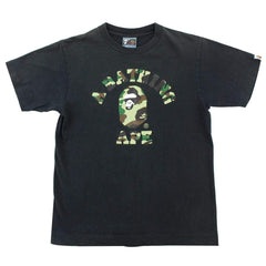 Bape 1st Green Camo College Logo Tee Black