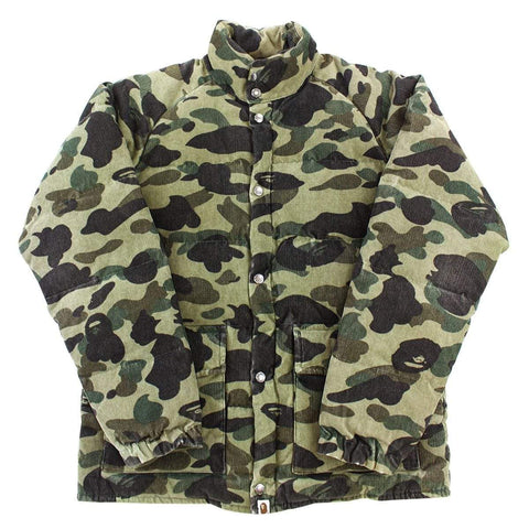 Bape 1st Green Camo Veste matelassée en velours côtelé