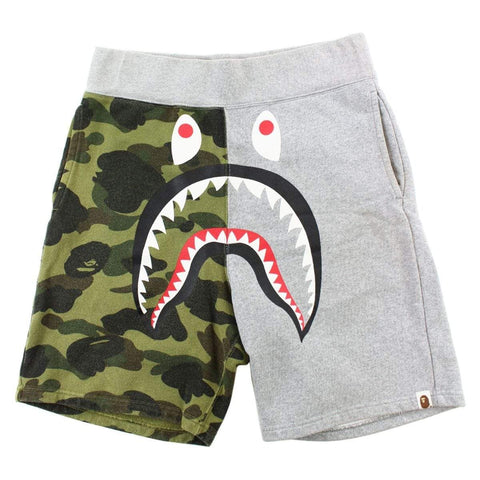 Short Bape 1st Green Camo Half Grey Shark Face