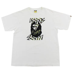 Bape 1st Green Camo Lightning Big Ape Logo Tee White