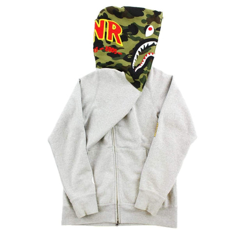 Sweat à capuche Bape 1st Green Camo PONR Shark gris