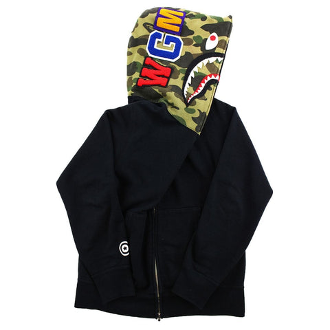 Sweat à capuche Bape 1st Green Camo Shark Face Noir