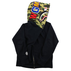 Bape 1st Green Camo Shark Face Hoodie Black