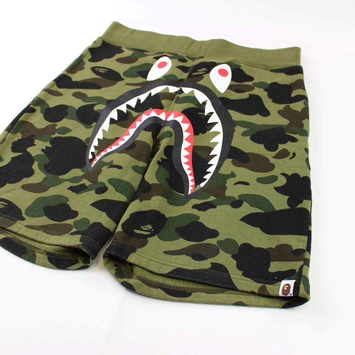 Bape 1st Green Camo Shark Face Shorts - SaruGeneral