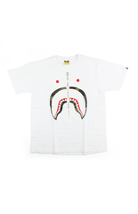 Bape 1st Green Camo Shark Face Tee White