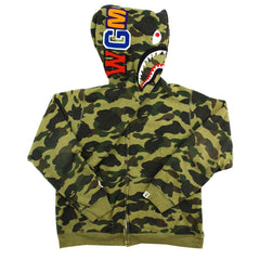 Sweat à capuche camouflage vert requin Bape 1st