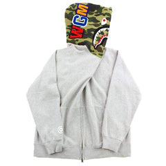 Bape 1st Green Camo Shark Hoodie Grey