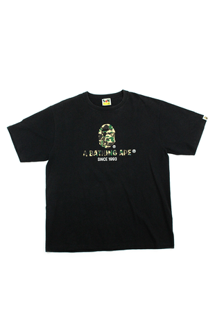 Bape abc green camo Ape Text 1993 Tee Black