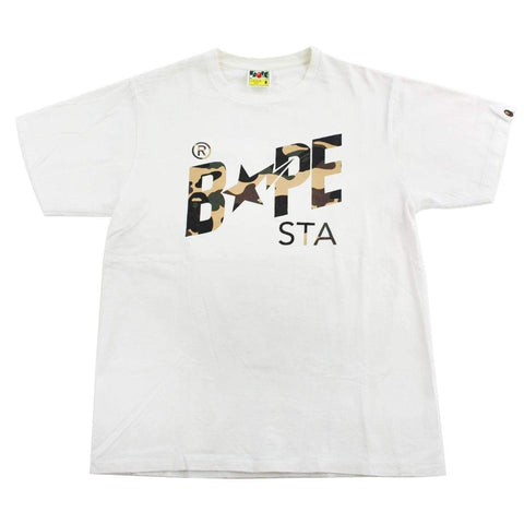 T-shirt Bape 1st Yellow Camo avec logo Bapesta blanc