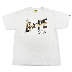 T-shirt Bape 1st Yellow Camo avec logo Bapesta blanc