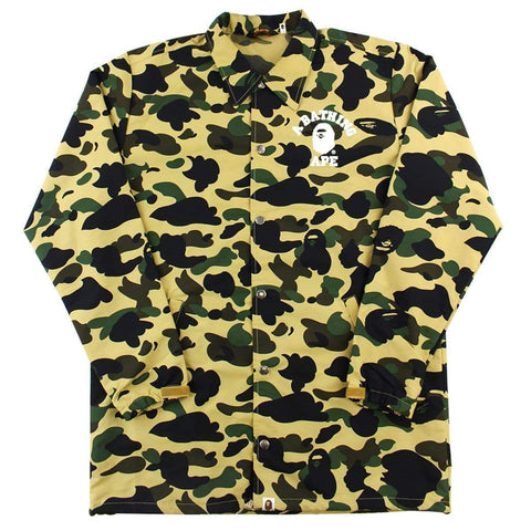 Veste d'entraîneur Bape 1st Yellow Camo College Logo