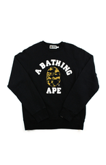 Bape 1st Yellow Camo College Logo Crew Black