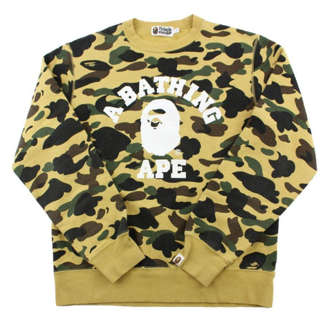 Pull ras du cou Bape 1st Yellow Camo College Logo