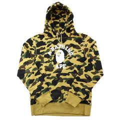 Sweat à capuche Bape 1st jaune camouflage avec logo universitaire