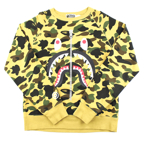 Bape 1st Yellow Camo Shark Face Crewneck