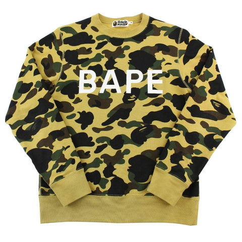 Pull ras du cou Bape 1st Yellow Camo Text