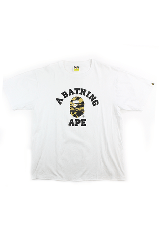 T-shirt Bape 1st Yellow College Logo Blanc