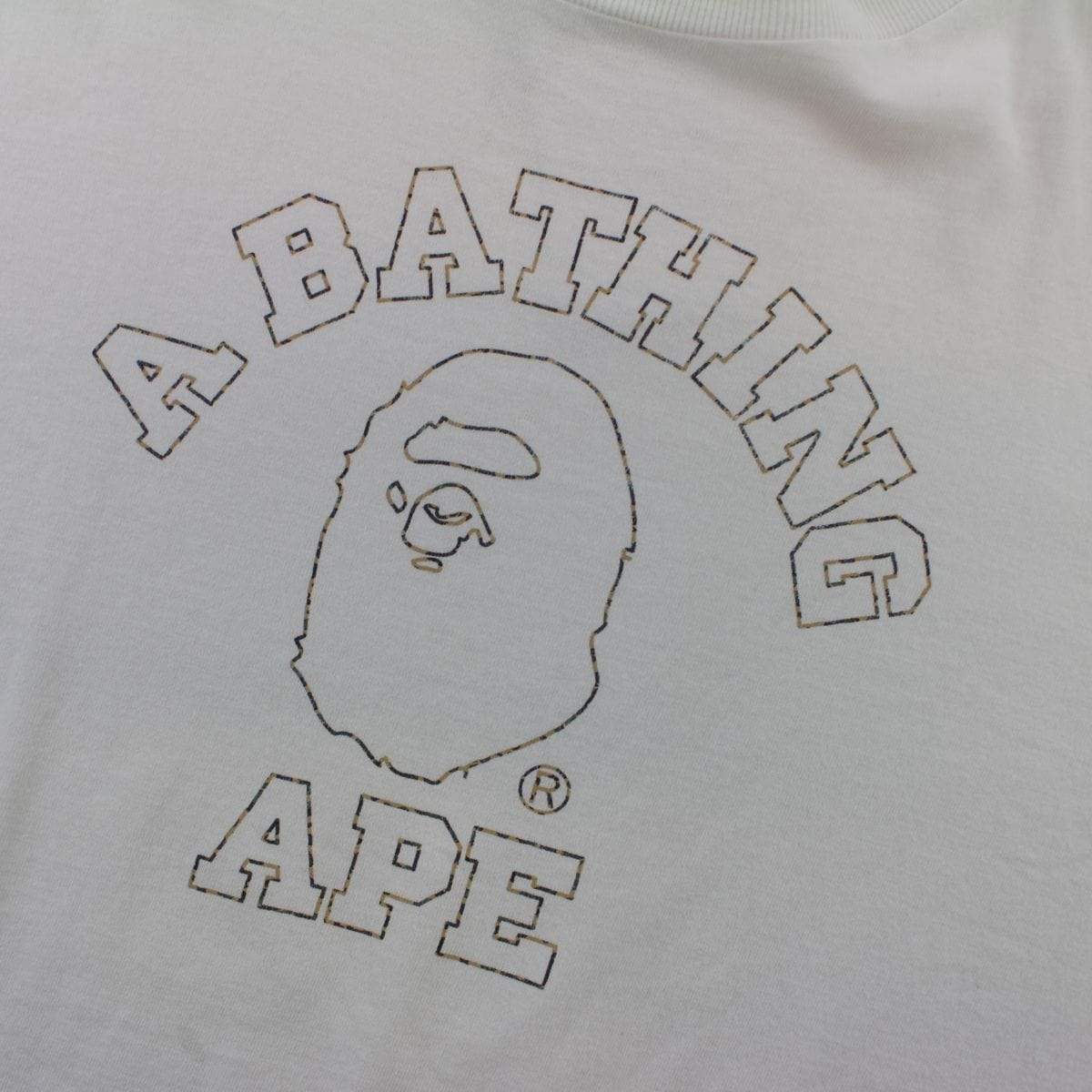 Bape 1st Yellow Outline College Logo Tee White - SaruGeneral