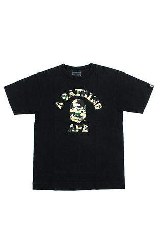 T-shirt Bape 1st Yellow Pysche Camo College Logo Noir