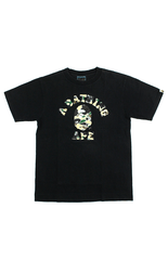 Bape 1st Yellow Pysche Camo College Logo Tee Black