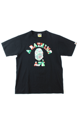 Bape 3D Green Brown Camo College Logo Tee Black