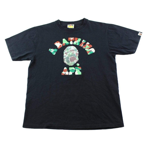 T-shirt Bape 3D Green Camo College Logo Noir