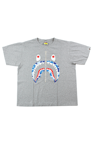 T-shirt Bape ABC bleu camouflage requin gris