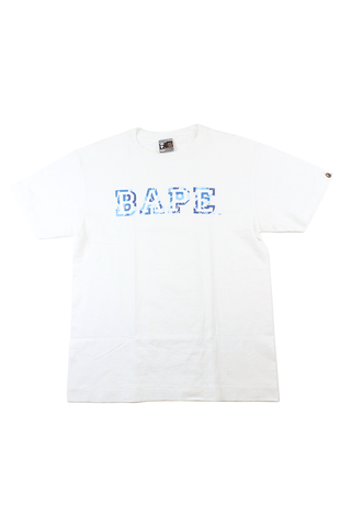 T-shirt Bape ABC bleu camouflage texte blanc