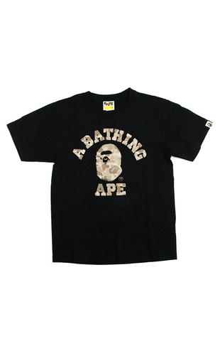 T-shirt Bape ABC marron et beige avec logo universitaire camouflage noir