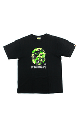 T-shirt Bape ABC Green Camo Bapesta Big Ape avec logo noir
