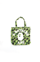 Sac fourre-tout Bape ABC vert camouflage avec logo universitaire