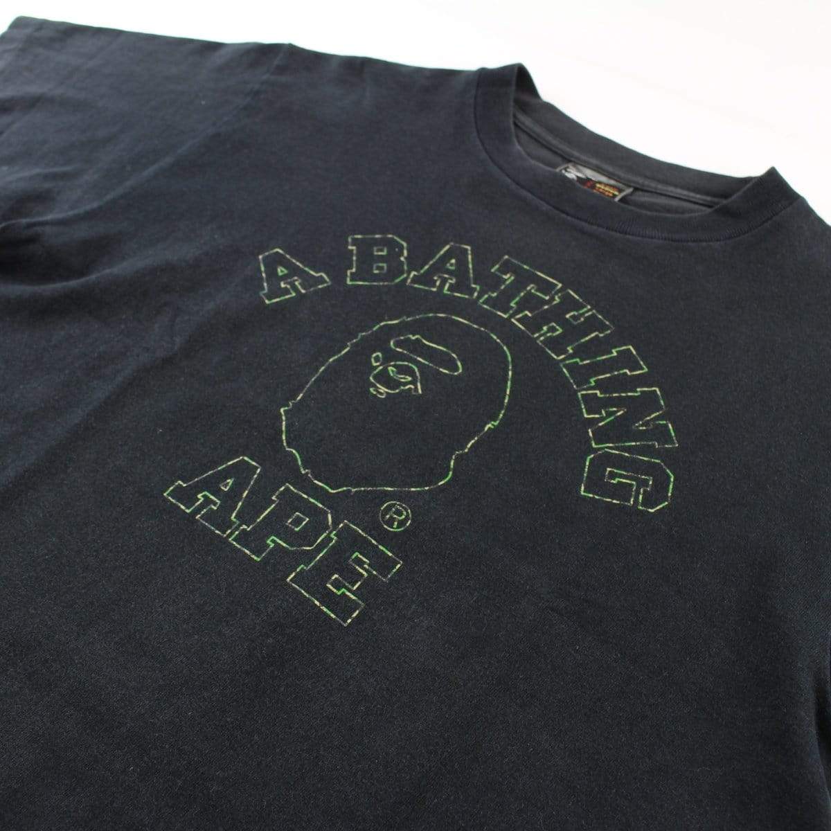 Bape ABC Green Camo Outline College Logo Tee Black - SaruGeneral
